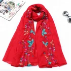 Cotton soft embroidery scarf High Quality Bset Sale Scarf Lady Shawl