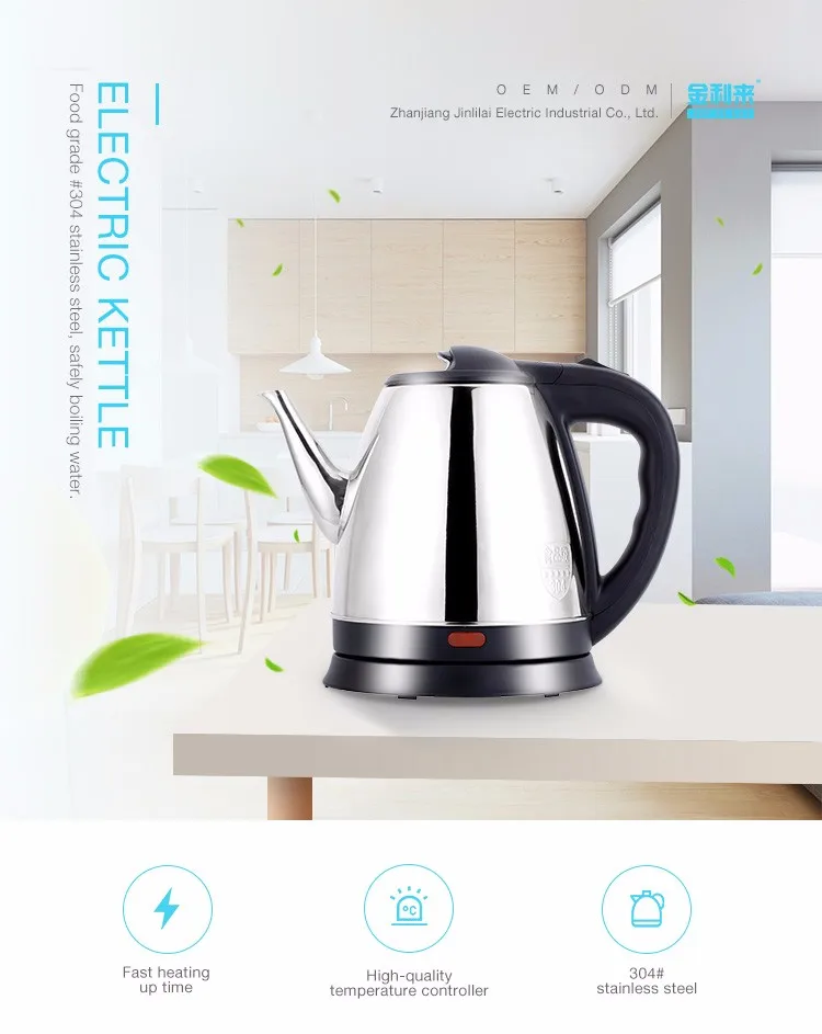 1pc Eu Plug Stainless Steel Electric Kettle, Large Capacity Anti-dry Boil  Kettle, 2l