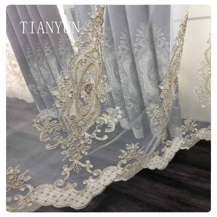 Elegant Chenille Eyelet Indian Embroidery Drapes Luxury Curtains