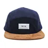 Wholesale customized woven label leather strap 5 panel hats