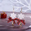 Elegant Christmas bell snowflake earrings fashion white geometric bow earrings