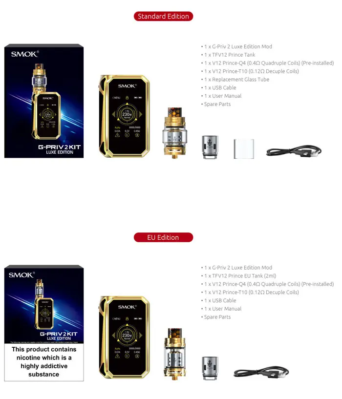 smok g-priv 2 kit luxe edition with tfv12 prince tank