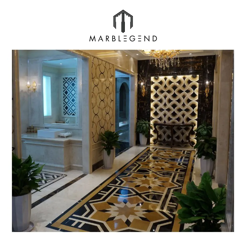 Beautiful Flower Design For Foyer Waterjet Marble Floor Design