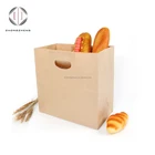 Custom Printing Brown Kraft Grocery Food Packaging Die Cut Handle lunch Paper Bag