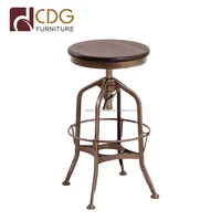 Antique Industrial Style Steel Toledo Adjustable Rustic Vintage Bar Stool