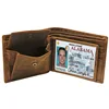 wb1902 Men Vintage Genuine Leather Wallet Trifold Wallets with Coin Pocket