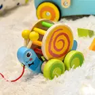 COSSY Snail Push Toy Wooden Pull Toys for Toddler Children Kids