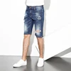 2018 Jeans Shorts Men Hole Denim Shorts Male Ripped Jeans for Men Korean Version Knee Length jeans Pants Printed