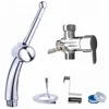 Brass Cold and Hot Water Toilet Bidet Sprayer Four Ways Mixer 7/8" T-Adapter And 3/8" Tee With Supply Hose For Toilet Bidet Set