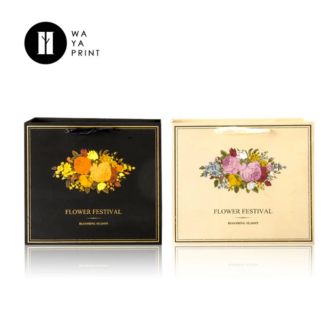 flower design printing euro tote paper gift bags