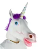 Halloween Custom Realistic Animal Head Latex Unicorn Mask For Party