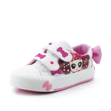 CV7005 2017 latest print picture wholesale girl kids white canvas shoes