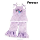 Baby Girls Popular cotton sleeveless vest and ruffle leggings knit pants summer purple clothing set