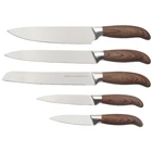 2019 New products 5 pcs wood grain printing handle stainless steel quality kitchen knife sets