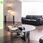 Luxury furniture black glass round coffee table