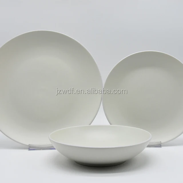 style white rimmed 18pcs stoneware dinner set matt light gray