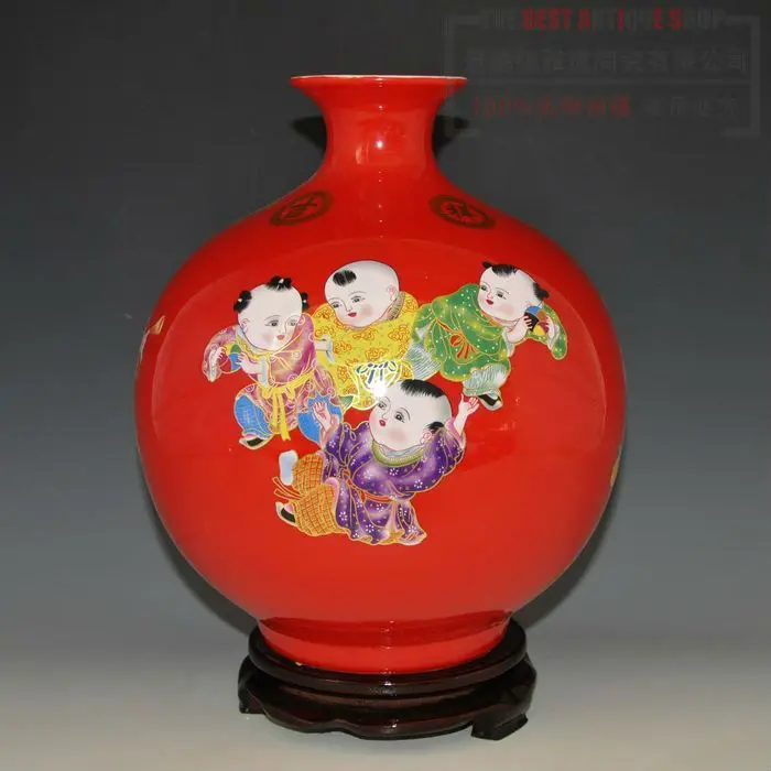 Beautiful China Red Ceramic Flower Vases For Happy Wedding, View vase