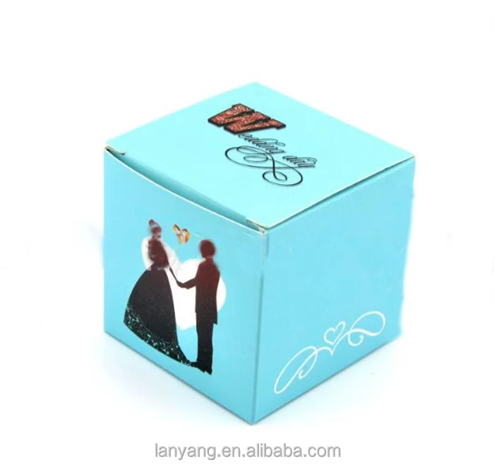 blue wedding favour sweet gift boxes square paper candy box
