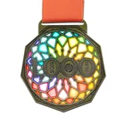 Cheap custom pretty and colorful flower 1000 miles virtual running medal transparent enamel