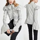 Blouse Blouse Women Lady Clothing Front Frills Puff Sleeve Lady Blouse Designs Women's Clothing Manufacturer