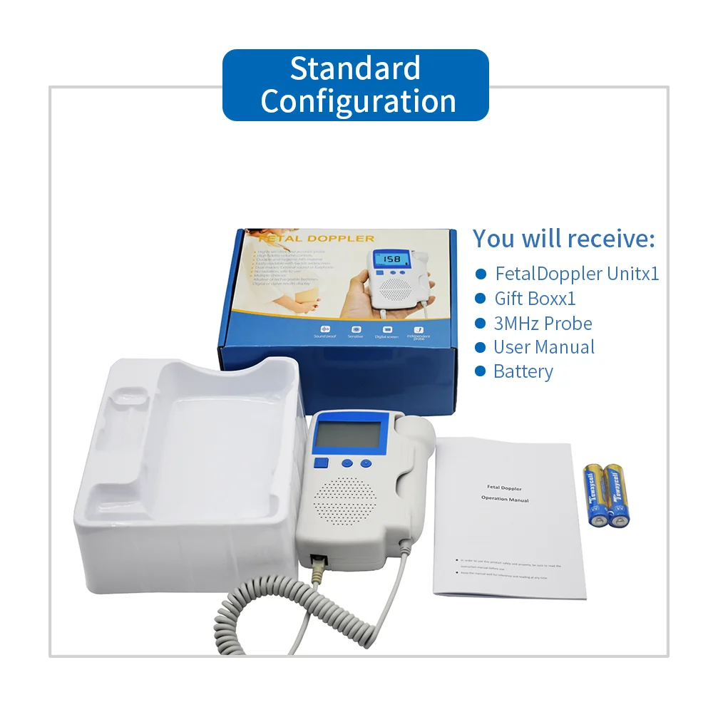 fda ce approved fetal doppler with large lcd display