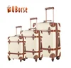 Retro style travel luggage set pu leather pink decorative case vintage suitcase