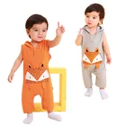 Funny animal pocket baby clothing hoodie fox pattern boys jumpsuit