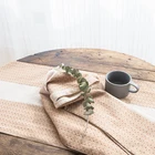 Cheap Yiwu table runner jacquard striupe gold color cotton table runner