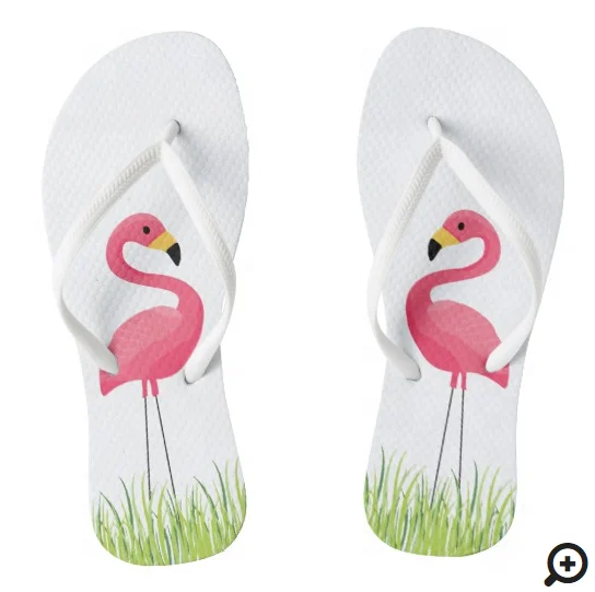 evertop 2020 pink flamingo personalized flip flops, women slim