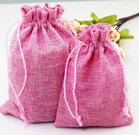 hessian drawstring sack small wedding favor gift straw jute bag