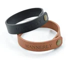 Custom Logo Design Men's Black Genuine PU Leather Bracelet