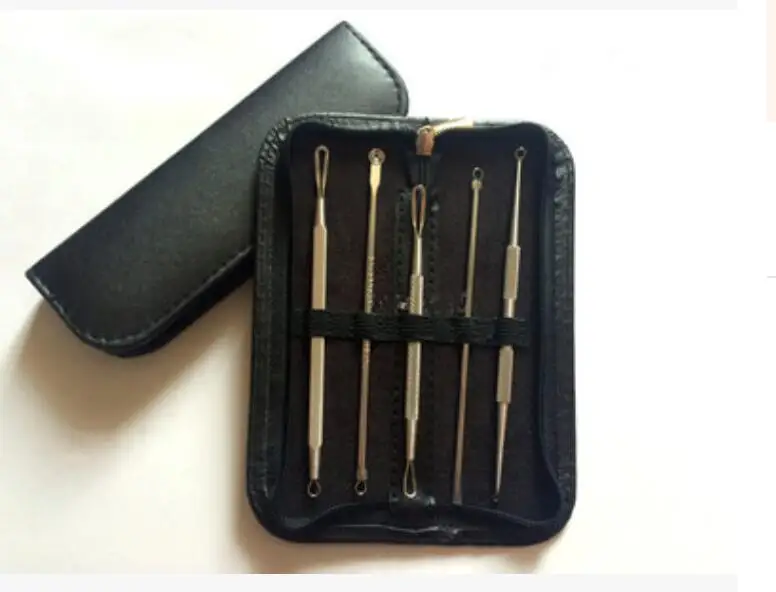 Clear Blackhead and Blemish Remover Tool Kit with Hygiene Instructions! clear pimple & blackhead remover-6 piece kit--extra