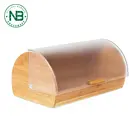 Bamboo bread tin kitchen food storage box with a roll lip