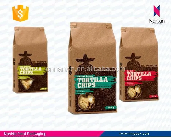 food packaging kraft paper bag with window for chips snacks