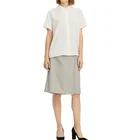 2019 Hot Whirte Chiffon Office Button Clothes Detailed Short Sleeve Blouse Shirt for Women