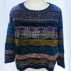 Ladies fancy yarn reversible pullover sweater