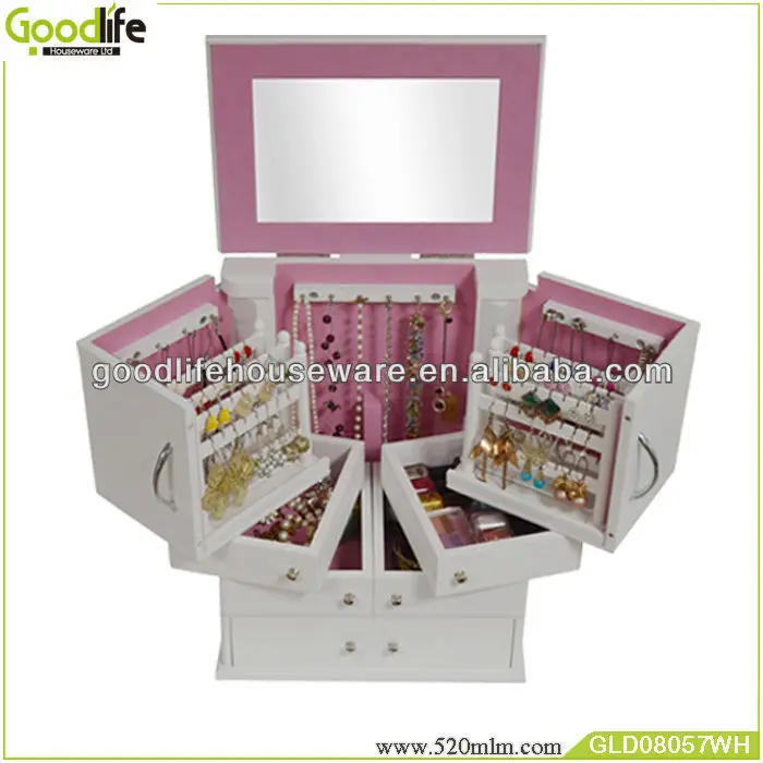 small wooden jewelry gift boxes wholesale with mirror
