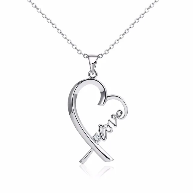 wholesale love heart shape silver pedant necklaces for women