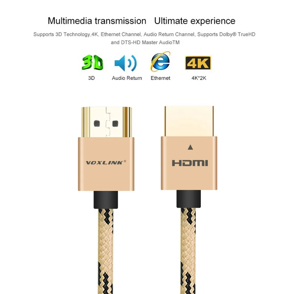 VOXLINK 1.4v HDMI cable Tiger pattern 19 + 1 High Speed Gold Plated cable HDMI1080p 1m - ANKUX.COM
