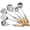 Kitchen Utensil Set 6 pcs Premium Cooking tools with wood Handles Pasta fork, Soup Ladle, Turner, Slotted Turner