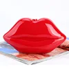 Zogift New arrival acrylic material red lip shaped cosmetic makeup case bag with shoulder strap clutch handbag