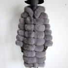 Myfur Wholesale Retail Ladies Fashion Whole Hide Real Natural Color Fox Fur Long Coat with Fur Hooded