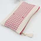 2019 hot selling travel cotton plain canvas makeup clutch bag with zipper