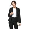 Wholesale custom fashion elegant office formal uniform coat pant set two pieces design winter sexy work shirt suit for women
