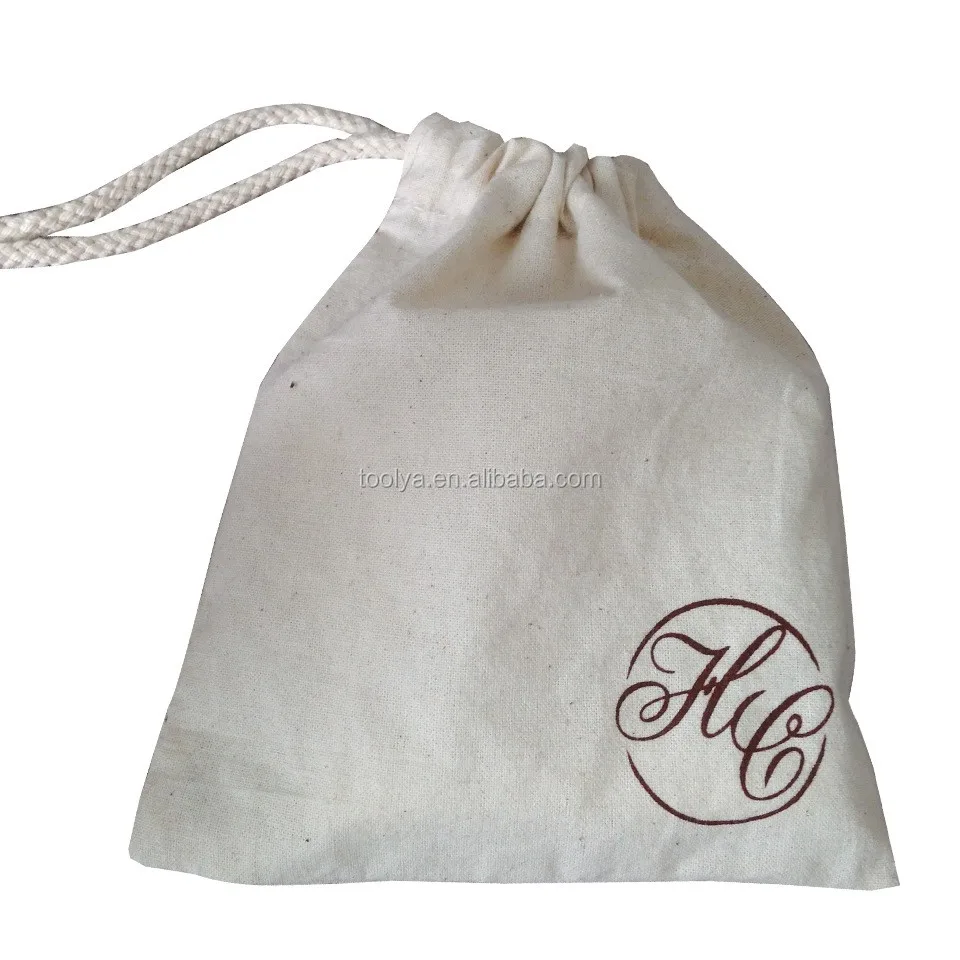 small cotton drawstring bags printing jewelry pouches