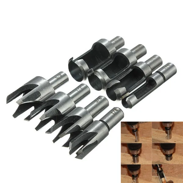 2015 Real Mini Drill Brocas Ferramentas Marcenaria 3 Sets/lot _ 8pcs Wood Plug Cutter Straight / Tapered Claw Type Drill Bit Set