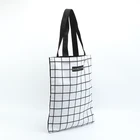 Personalized checkered pattern plain cotton cloth tote bag with logo printing