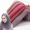 Factory Supplier New Crumpled Plain Bubble Chiffon Hijab Scarf Women Fashion Wrap
