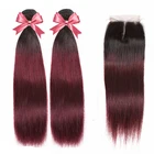 Peruvian Virgin Hair Lace Closure Silky Straight Human Hair 3 Bundles With Lace Closure Fee Shipping