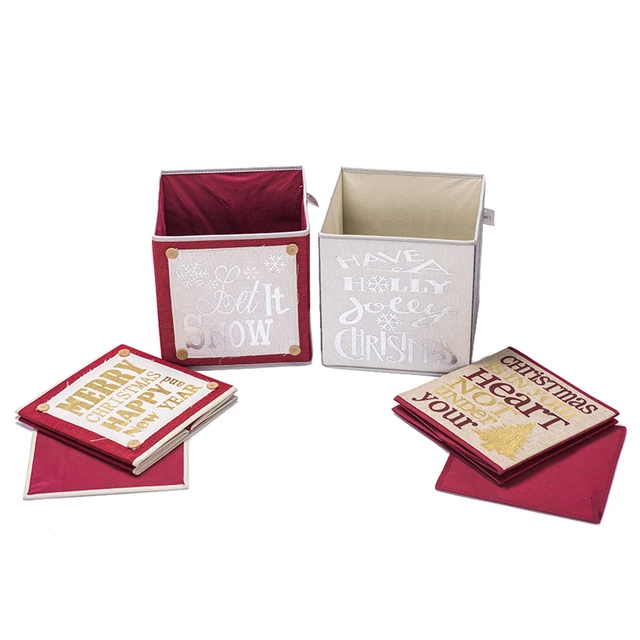 2018 hot sale gold stamp christmas decorative fabric storage box